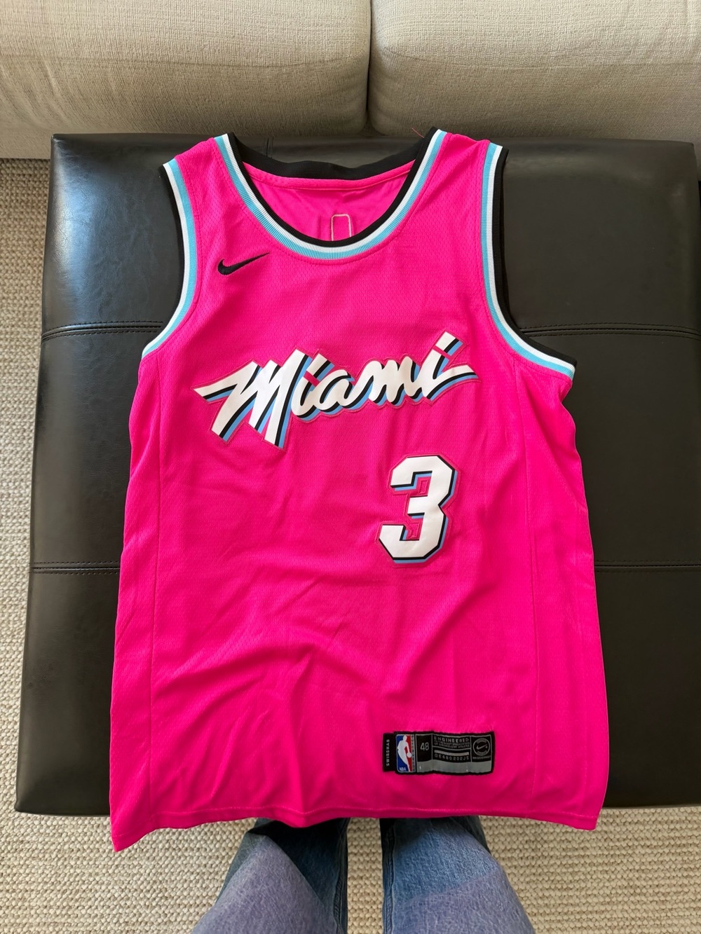 Nike Hot Pink Miami Heat Dwayne Wade Jersey with Aqua Trim